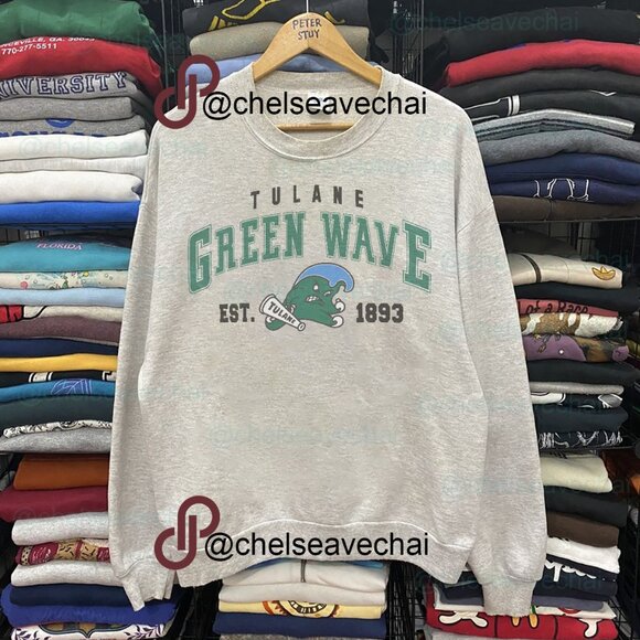 Vintage Tulane Green Wave EST 1893 Sweatshirt, Tulane University Athletics Shirt - Picture 1 of 2